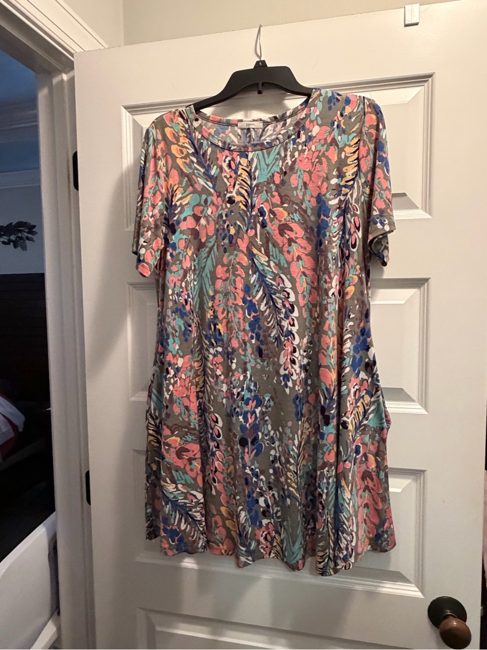 Floral Multicolor Short Sleeve Swing Dress